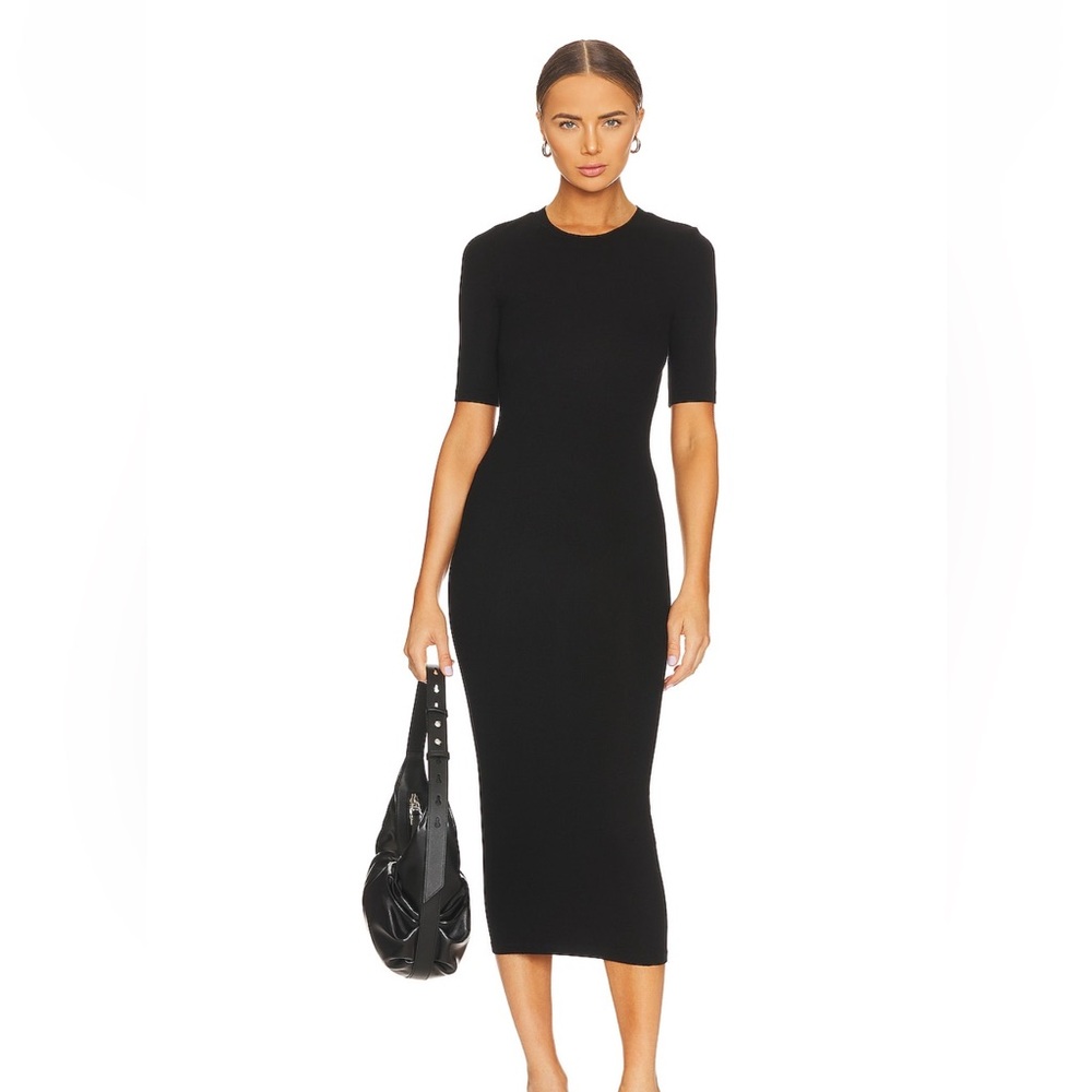 Enza Costa Classic Black Midi Dress